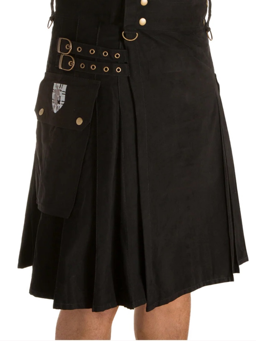 NWOT Damn Near Kilt Em Greenhorn Black Pleated Cargo Kilt, XL
